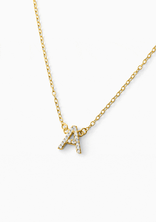 LETTER ZIRCONIA NECKLACE