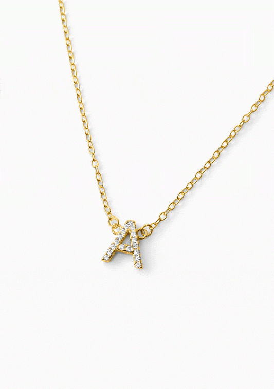 LETTER ZIRCONIA NECKLACE