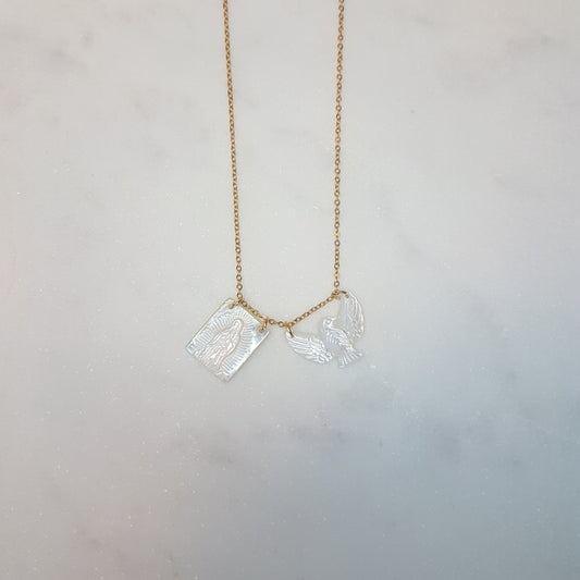MOTHER OF PEARL SCAPULAR NECKLACE